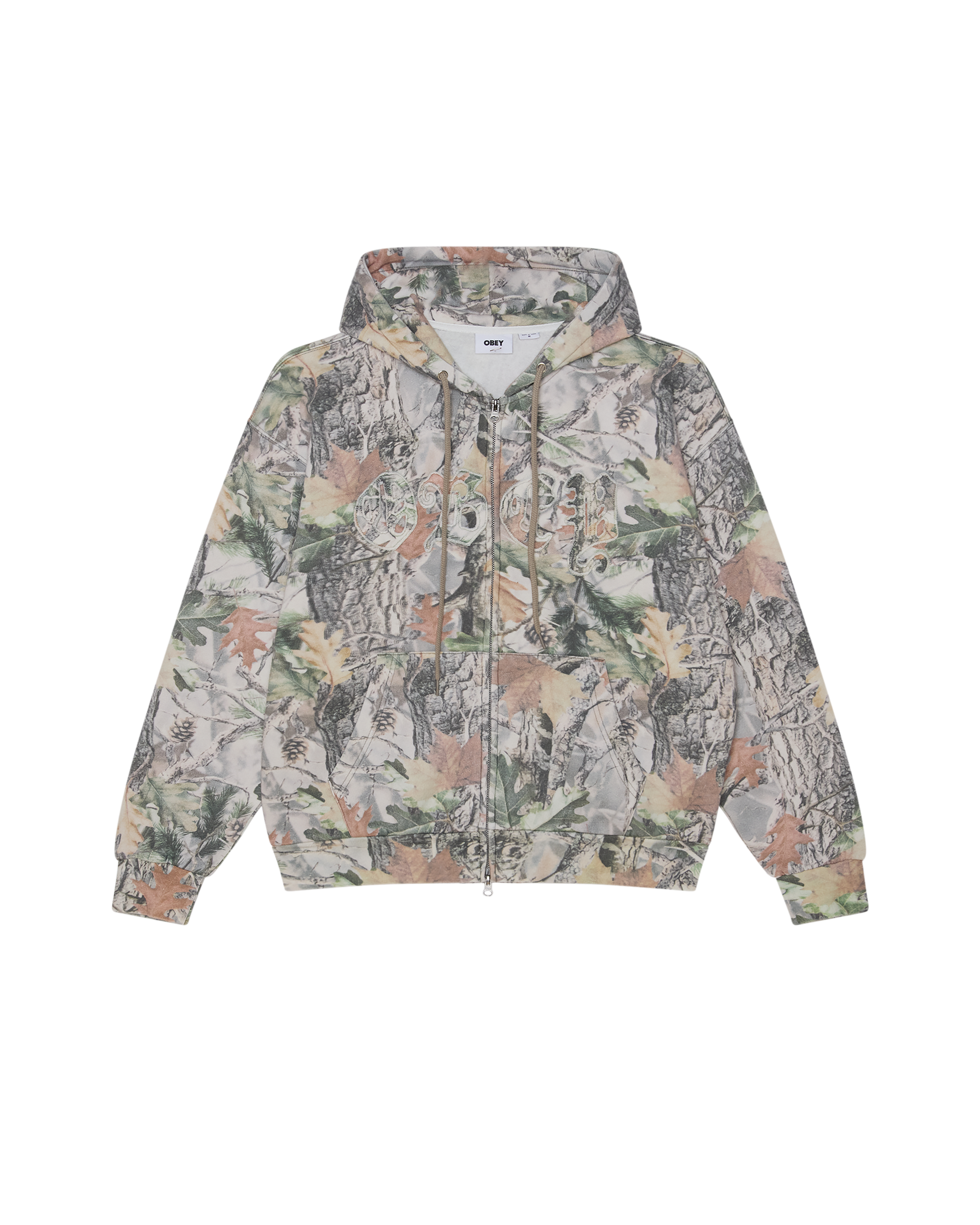 Obey Gothic Zip Hood Dusty Vintage Wood Camo Herren Hoodie beige